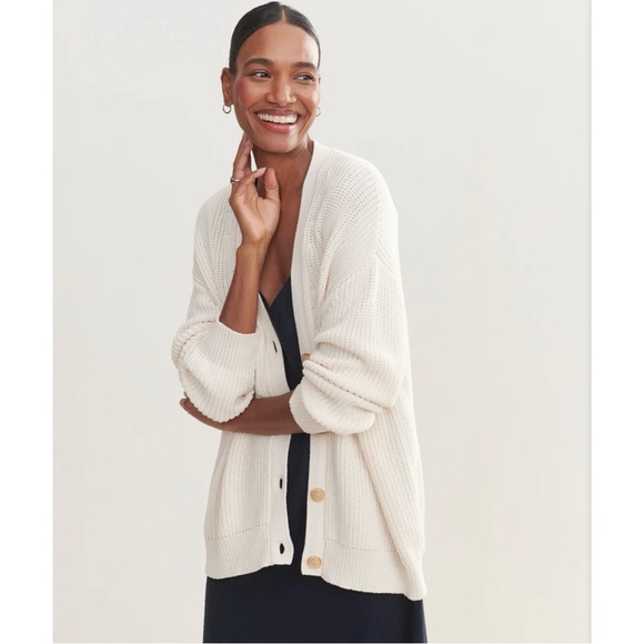 Jenni Kayne Cotton Cocoon Cardigan Sweater in Ivory - Picture 2 of 12